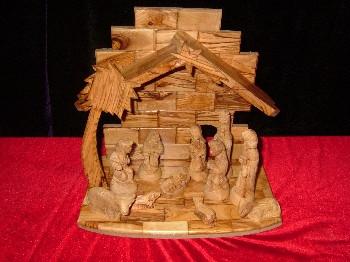 13 Piece Olive Wood Palm Tree Nativity and Manger Set