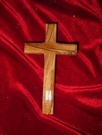 Hand Carved Olive Wood Cross with Beveled Edges