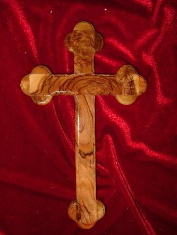 Hand Carved Olive Wood Celtic Style Cross with Beveled Edges