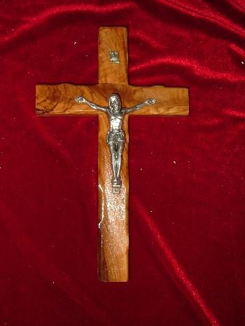 Hand Carved Olive Wood Crucifix with Bumbs on the Edges