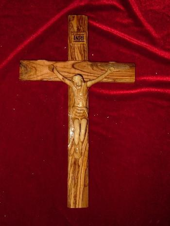 Hand Carved Olive Wood Cross with Bumbs on the Edges