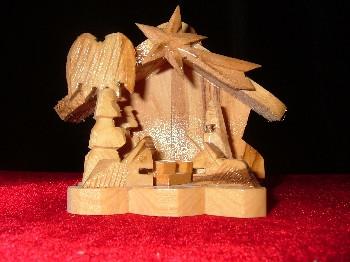 Hand Made Olive Wood Nativity and Manger