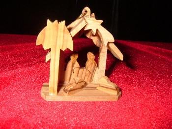 Set of 6: 3D Nativity Style Olivewood Ornaments