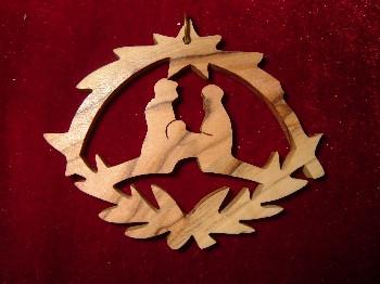 Hand Made OliveWood Nativity with Star of Bethlehem Ornament
