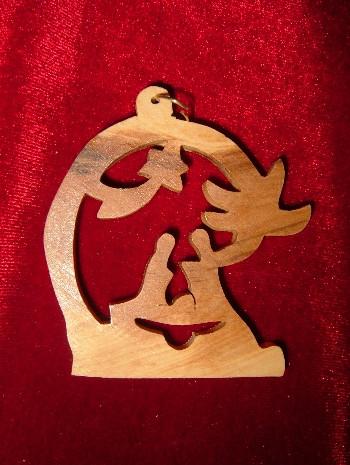 Hand Made Olive Wood- Nativity with Star of Bethlehem Ornament