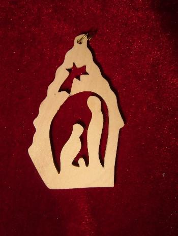 Hand Made Olive Wood Nativity with Star of Bethlehem Ornament