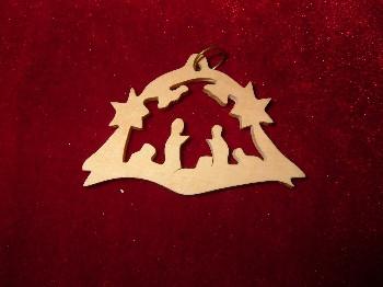 Hand Made Olive Wood Nativity with Star of Bethlehem Ornament