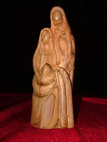 Hand Carved Olive Wood Statue: Mary,Joseph and Jesus - Holy Family